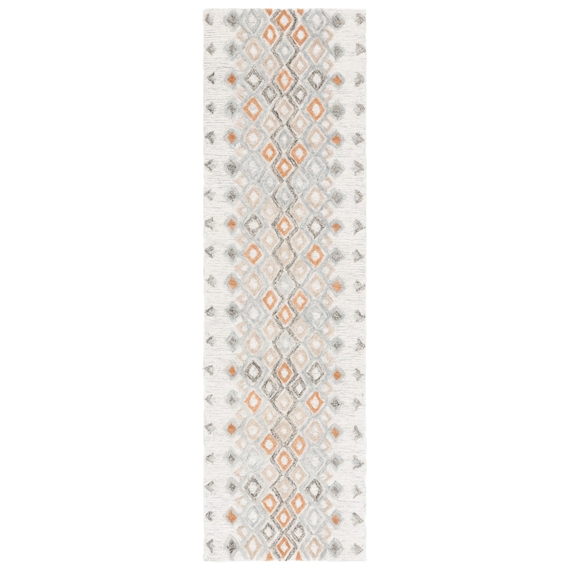 SAFAVIEH Hand-Knotted Casablanca Soltana Boho Tribal Wool Rug - 2'3" x 8' Runner - Ivory/Rust