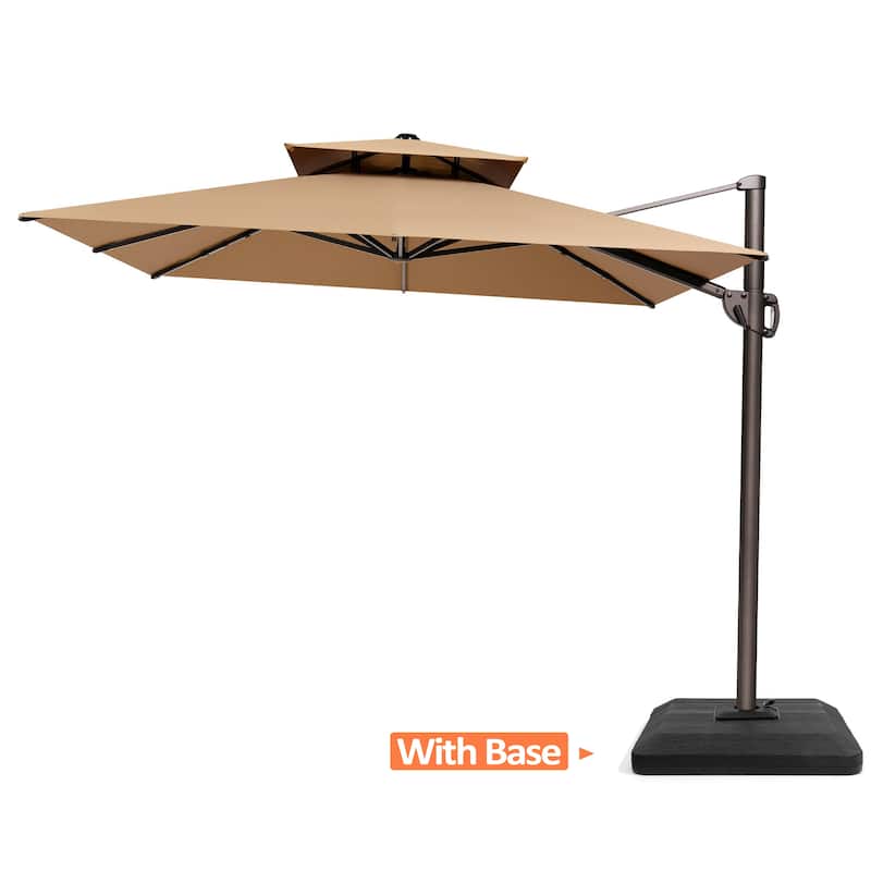Pellebant Outdoor 9 FT x 11.5 FT Double Top Cantilever Offset Umbrella with Premium Base Stand