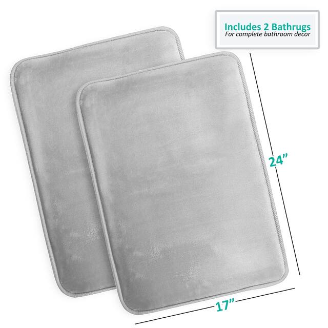 Clara Clark Ultra Soft Plush Bathroom Rug - Non-Slip, Velvet, Memory Foam Bath Mat - Set of 2