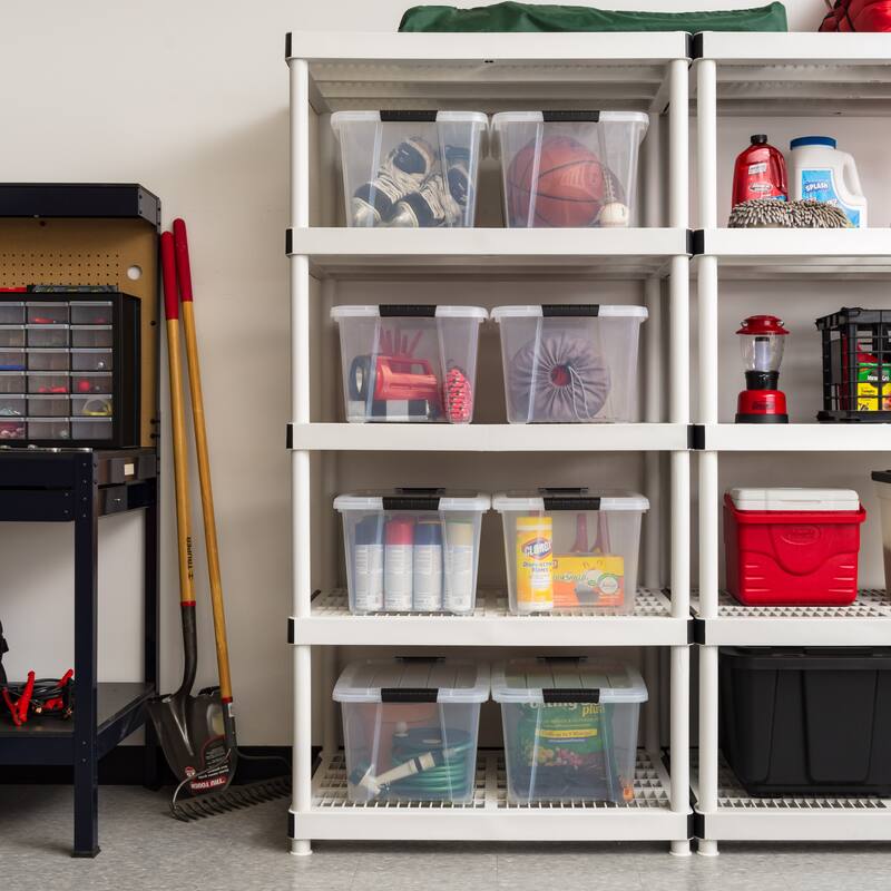 IRIS USA® Buckled Clear Box 32 Qt Buckle Lid - Clear - Set of 4