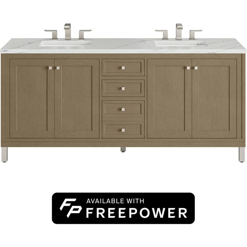 James Martin Vanities 503-V72-FENC Chicago 72" Free Standing Double - Walnut Whisper