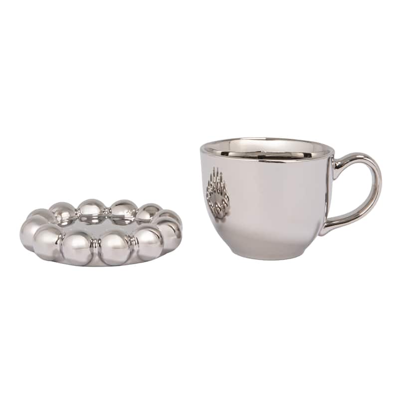 Stoneware Mug with Ball Edge Saucer