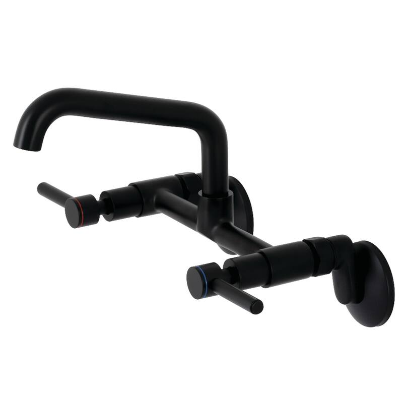 Kingston Brass Concord Two-Handle Wall Mount Kitchen Faucet - Matte Black