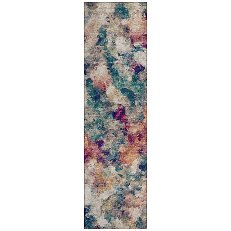 Machine Washable Indoor/Outdoor Modern Artistry Chantille Rug
