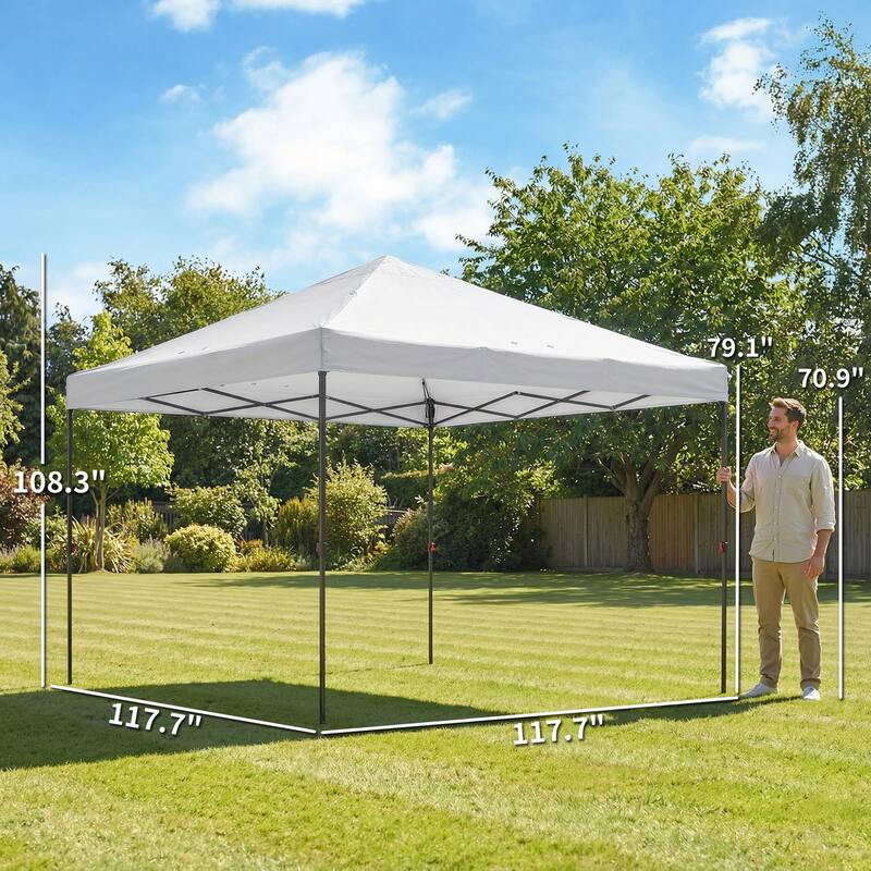 Outsunny 10 x 10 ft Pop Up Canopy Tent with One Push Setup, Easy Setup Outdoor Portable Instant Canopy Shelter