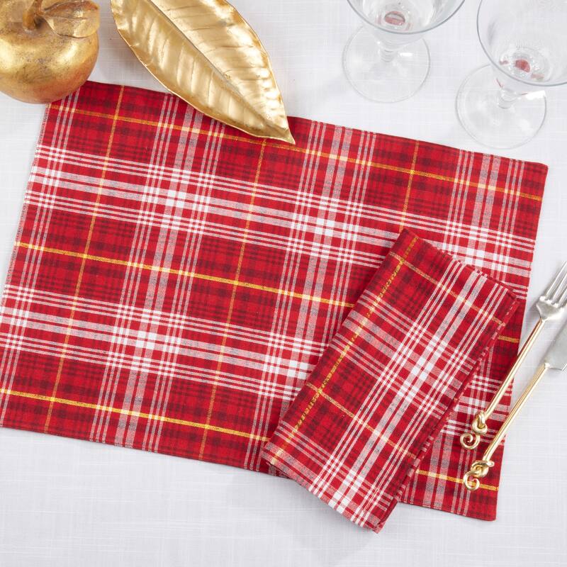 Rustic Recycled Plaid Placemat and Napkin (Set of 8)
