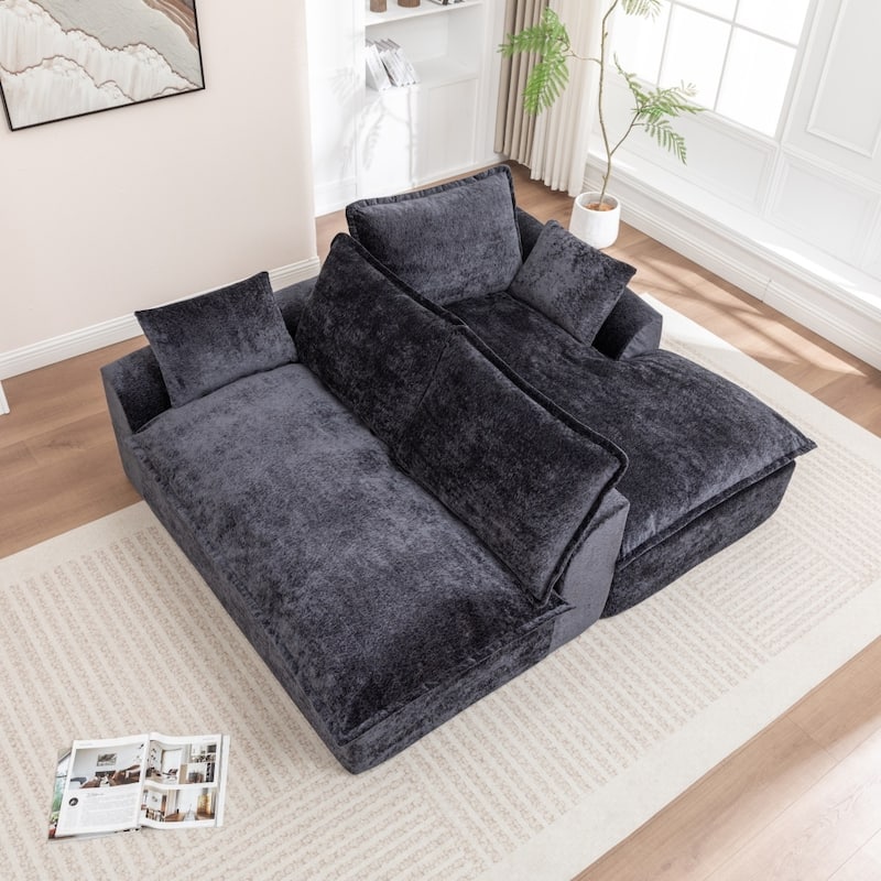 103.15" Modern Chenille Boneless Sectional Sofa with Chaise
