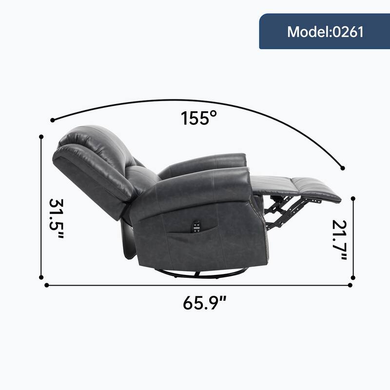 Manual Recliner Chair with Heat & Massage, Ergonomic Lounge Sofa Chair, Swivel Recliner Chair with Side Pocket