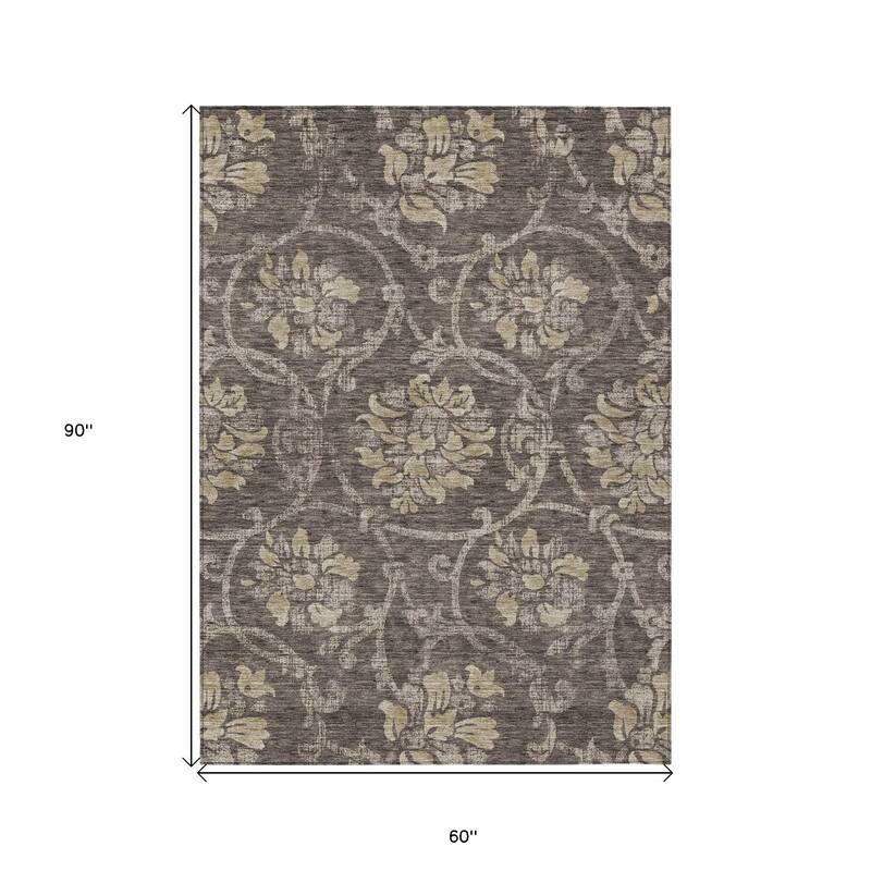 HomeRoots Floral Traditional Rectangle Outdoor Rug