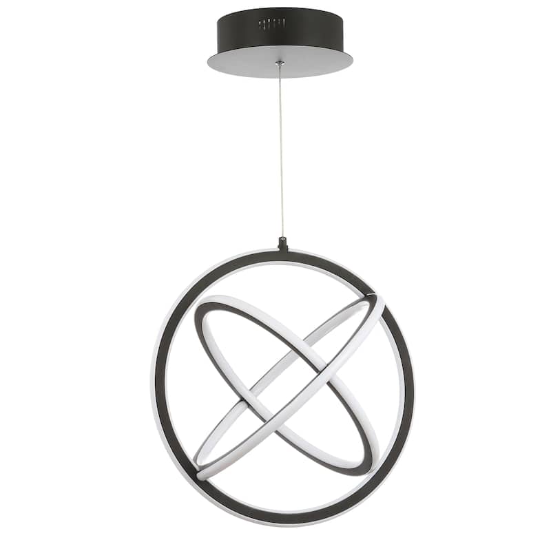 Orbit 16.5" Adjustable Integrated LED Metal Pendant, Black by JONATHAN Y