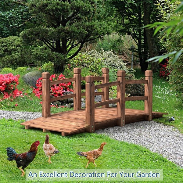 Shop Costway 5 Wooden Bridge Stained Finish Decorative Solid Wood