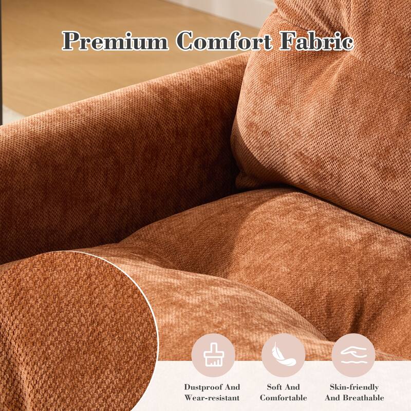 HOMEFUN Chenille Upholstered 360°Degree Swivel Mid Century Modern Arm Chair with Side Pocket for Living Room