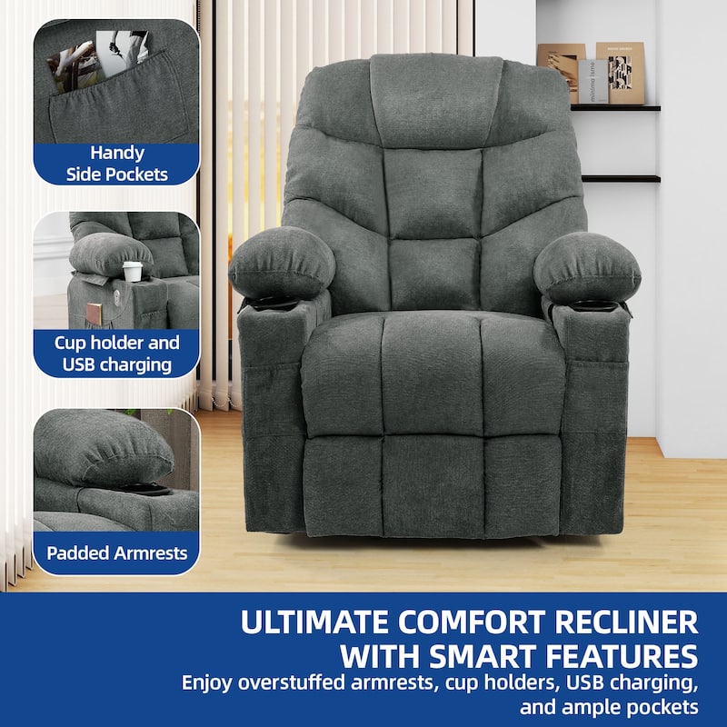 31.5 ''Wide Power Lift Assist Ergonomic Recliner with Massager & Heating
