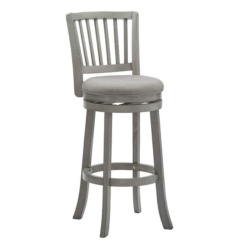 Menas Slat Black Swivel Chair by iNSPIRE Q Classic - Antique Grey-Grey Linen - Bar Height