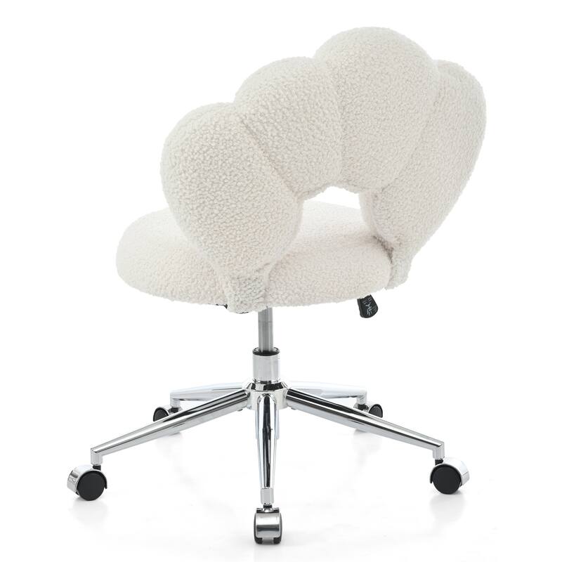 White Modern 24.6" Upholstered 360° Swivel Accent Chair with Five Durable Casters and High-Density Soft Sponge