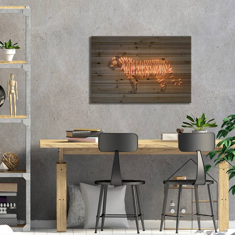 Tiger Print On Wood by Octavian Mielu - Multi-Color