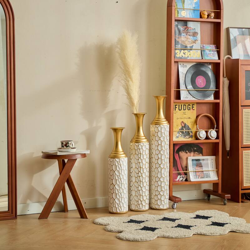 Metal Vase Set of 3, Tall Standing Floor Vases Home Décor Vase