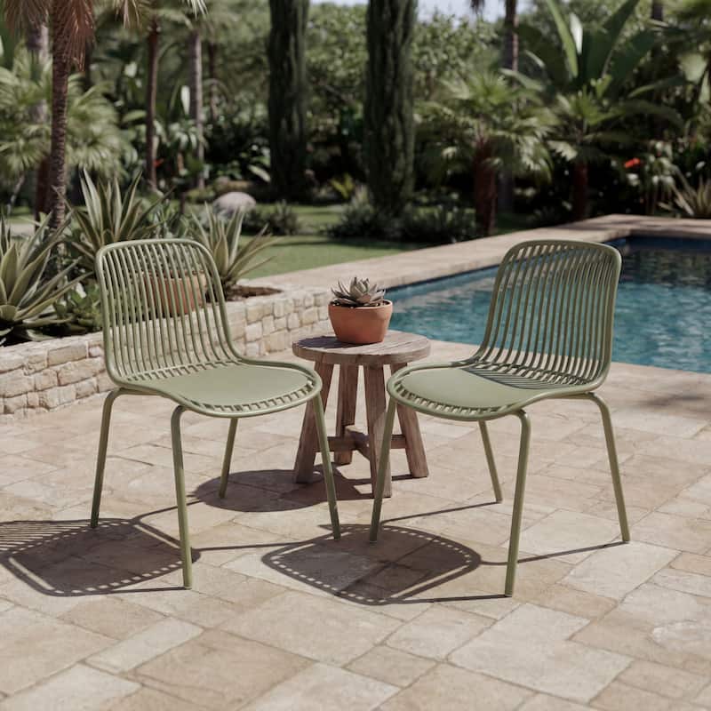 Christopher Knight Home - Eldred Modern 3-Piece Outdoor/Indoor Patio Bistro Set with Dining Chairs & Compact Round Bistro Table - Sage Green
