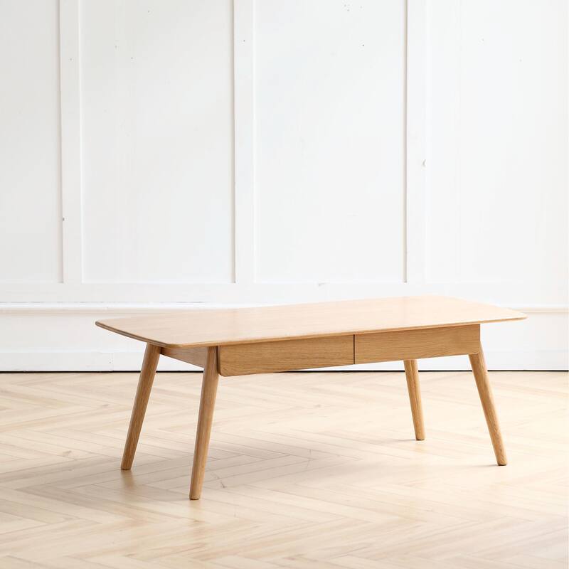 Solid Wood Center Table with Storage Shelf