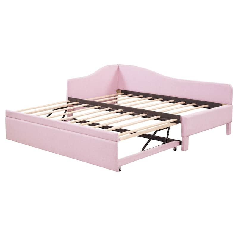 L-Shaped Upholstered Daybed with Pop Up Trundle