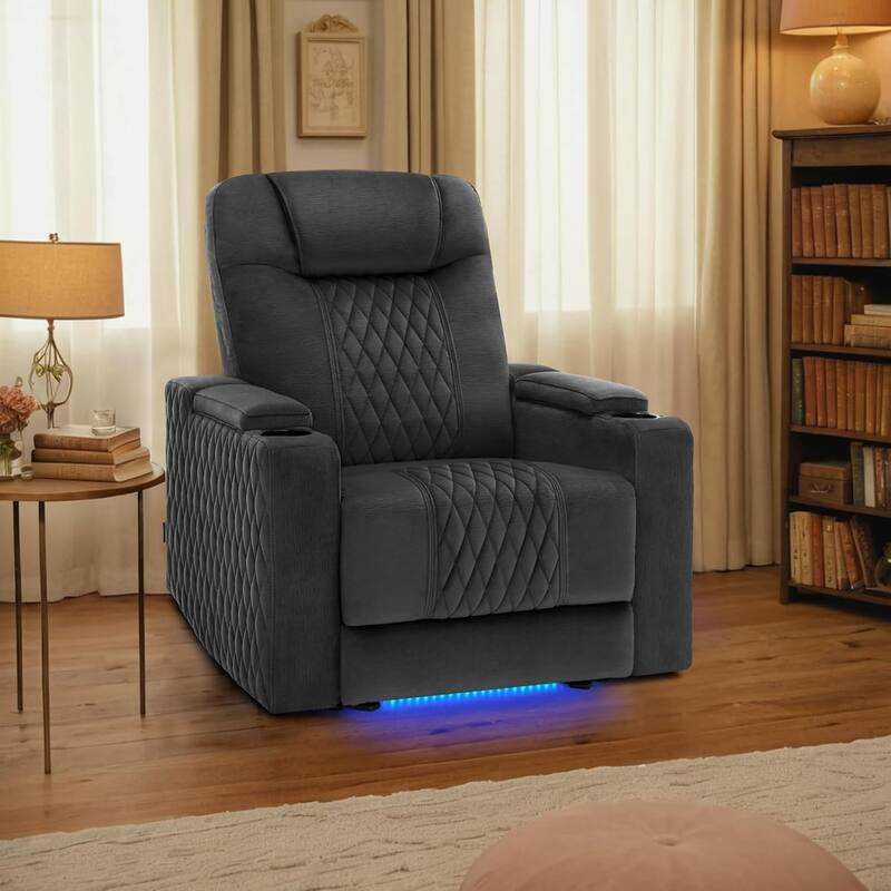MCombo Power Recliner Chair with Adjustable Headrest, USB & Type C Port, LED Light HTS401