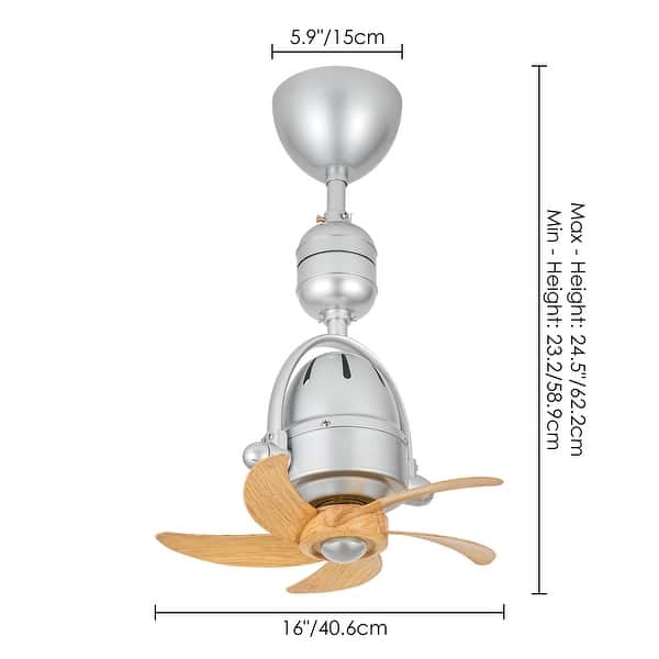 Rennnsan 5-Speed 5-Blade Mid-Century Modern Silver Metal & Natural Wood-Tone Plastic Ceiling Fan with Remote for Living Room