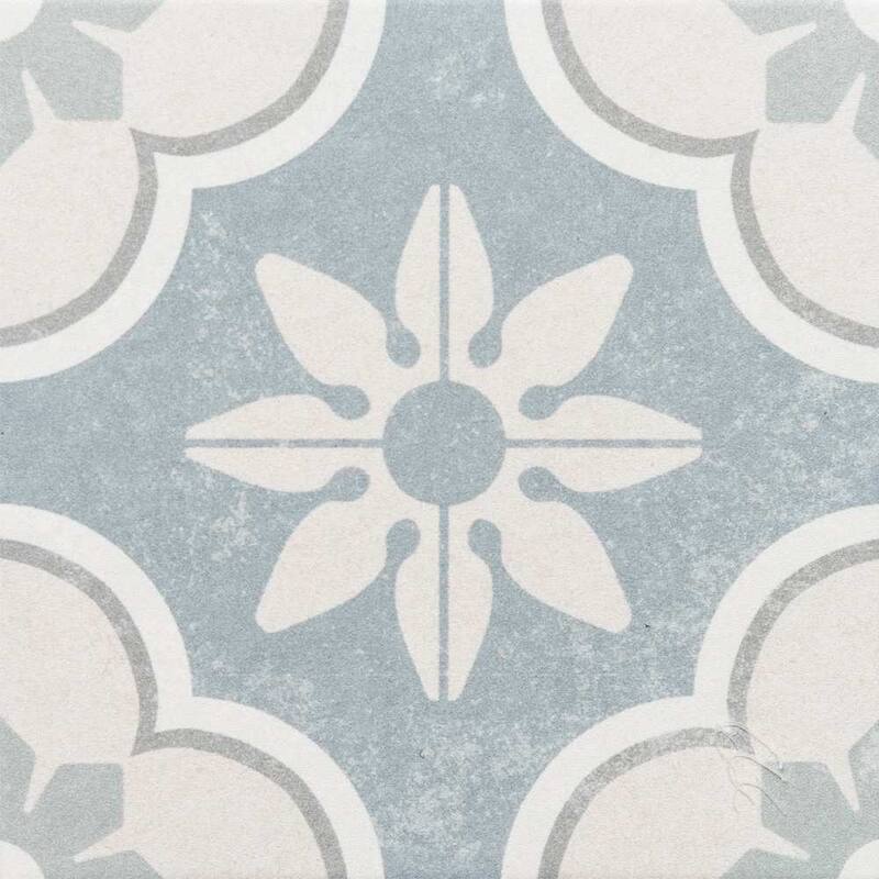 The Tile Life Oheka 6x6 Montauk Blue Matte Porcelain Patterned Floor & Wall Tile