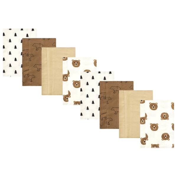 slide 1 of 1, Hudson Baby Cotton Poly Flannel Burp Cloths 8-Pack, Brown Bear, One Size - Brown Bear 8-Pack - One Size One Size - Brown Bear 8-Pack
