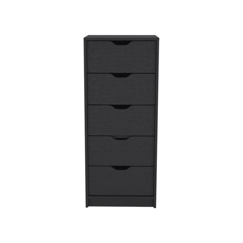 Modern 5 Drawer Chest Vertical Dresser for Bedroom Storage 18 Inch - Black