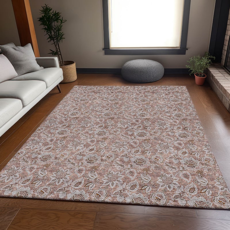 Premium Washable Super Soft Floral Mayfield Rug - Copper - 9' x 12' - Rectangle
