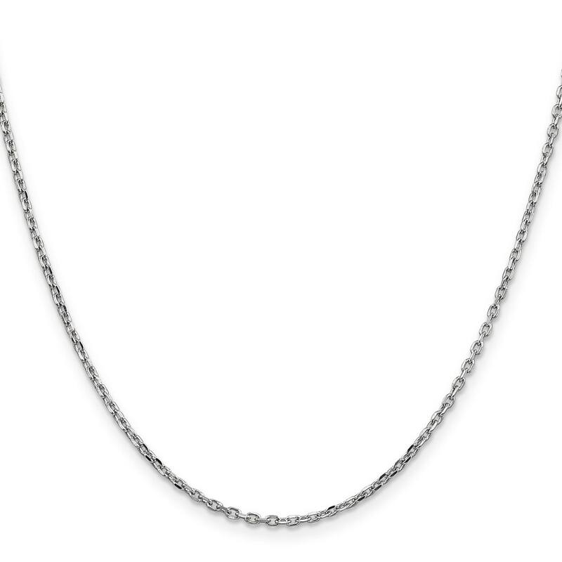 Curata 10k White Gold 1.8mm Diamond Cut Cable Chain Necklace for Men or Women (Lobster)