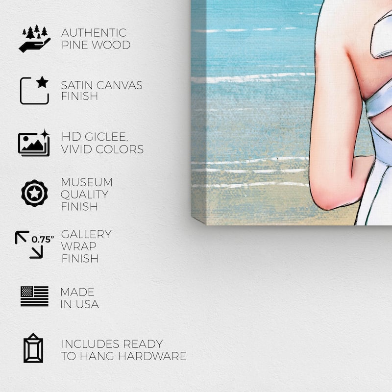 Wynwood Studio Canvas Fashion and Glam Lady of the Sea Blue and Turquoise Nautical & Coastal Wall Art Canvas Print