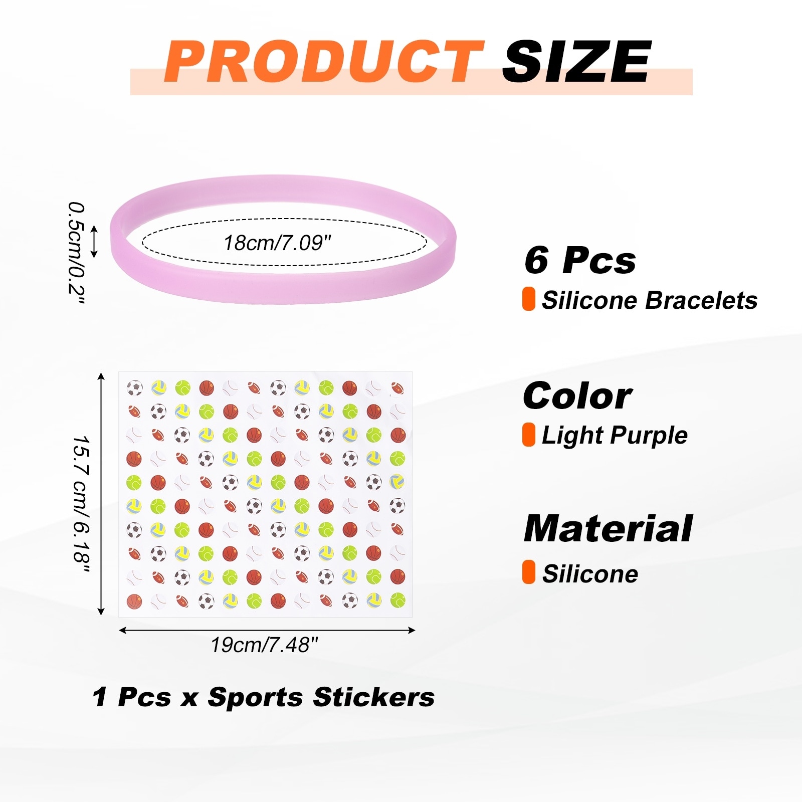 Glow in the Dark Silicone Bracelets, Neon Rubber Wristbands Blank Bracelets with Sports Stickers for Basketball