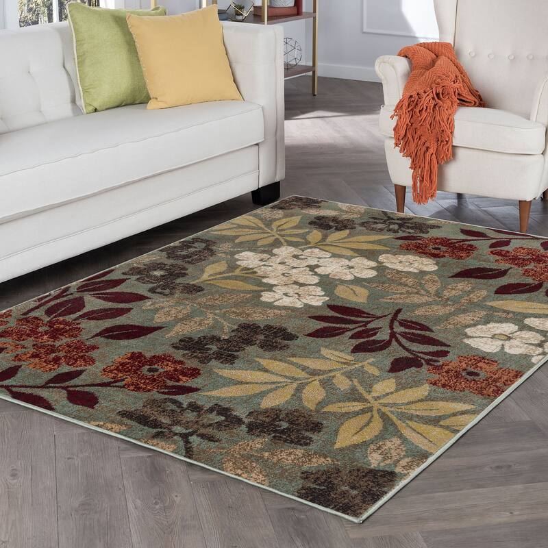 Decora Shabby Chic Floral Indoor Area Rug - 5'3'' x 7'3'' - Seafoam