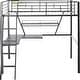 preview thumbnail 3 of 5, Contemporary Metal Loft Bed with Desk, Black and Silver Size - Twin