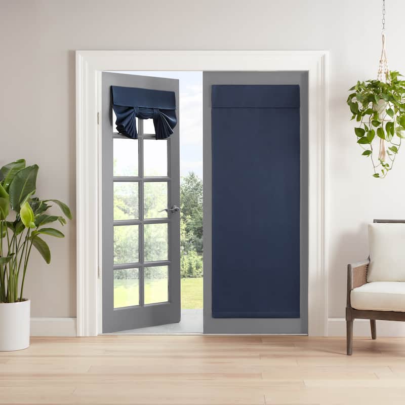 Eclipse Braylon Solid Blackout French Door Panel - 40x26 - Navy