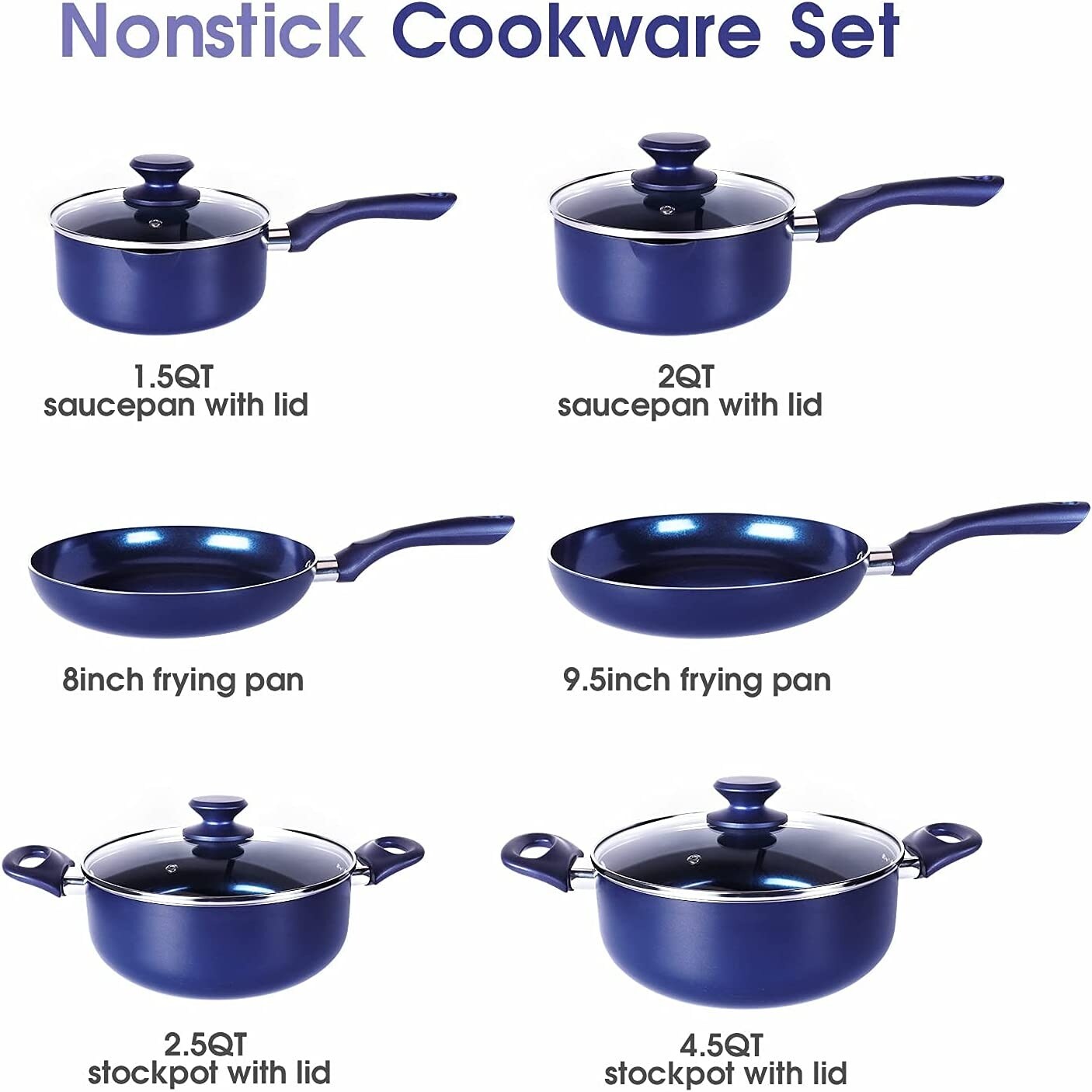 6 Pieces Nonstick Cookware Set and Pots and Pans Set with Removable Handle  - Bed Bath & Beyond - 37508904