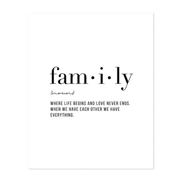 Definition Family Typography Black Definitions Art Print/Poster - - 34912498