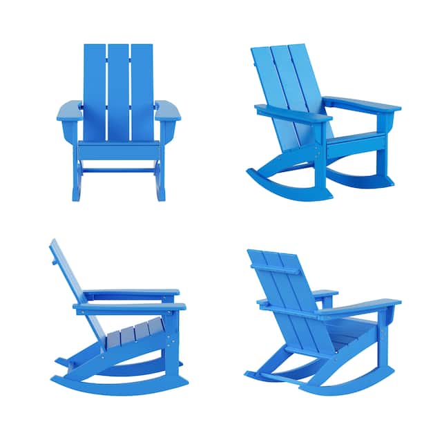Laguna Modern Weather-Resistant Adirondack Chairs (Set of 4) - Pacific Blue