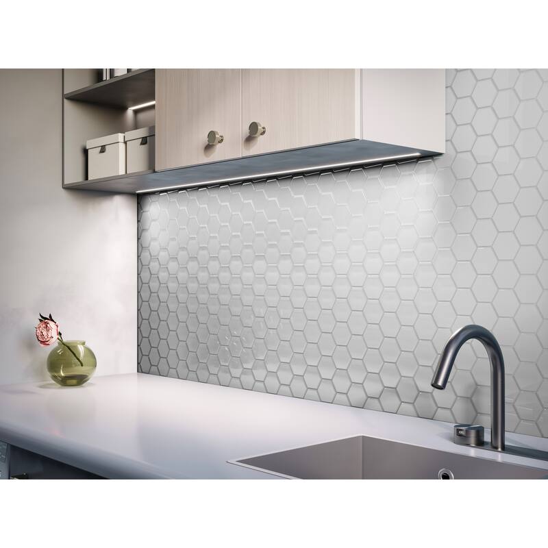 3" Beehive 10.25 in. x 11.75 in. Hexagon Glass Mesh-Mounted Mosaic Tile