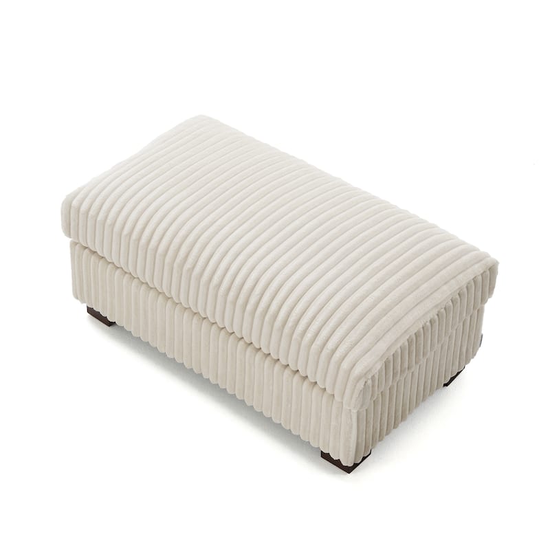 Plush Cotton Flannel Modular Sectional Sofa with 2 Ottomans