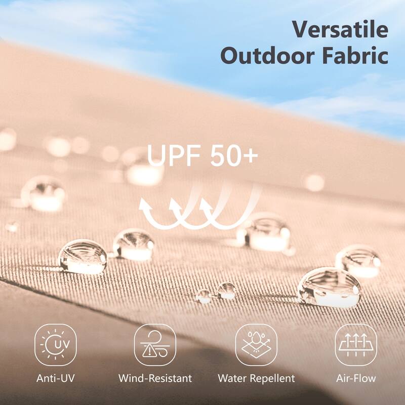 MAISON ARTS 6-Piece Outdoor Dining Set with 10ft 3 Tier Auto-tilt Umbrella, Metal Square Table & 4 Stackable Chairs