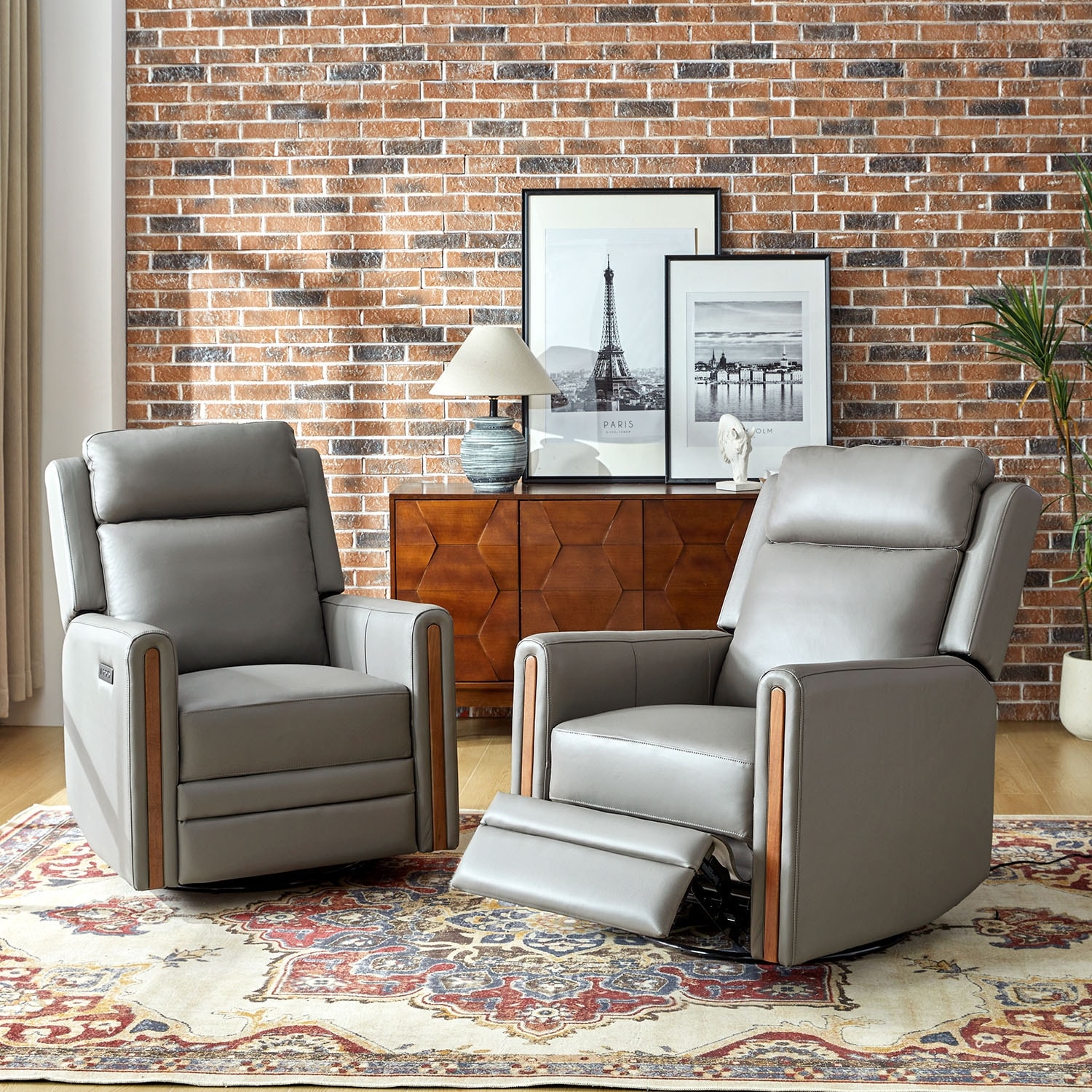 Modern leather power recliner top