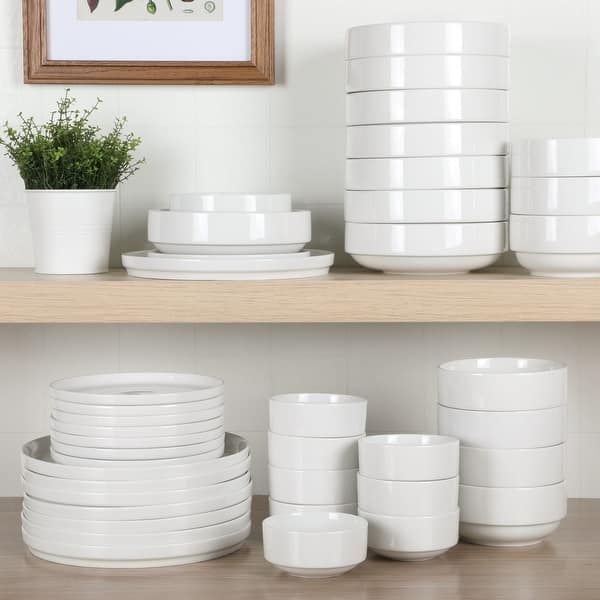 Gibson Home Rothenberg Stackable 40-Piece Porcelain Dinnerware Set - White