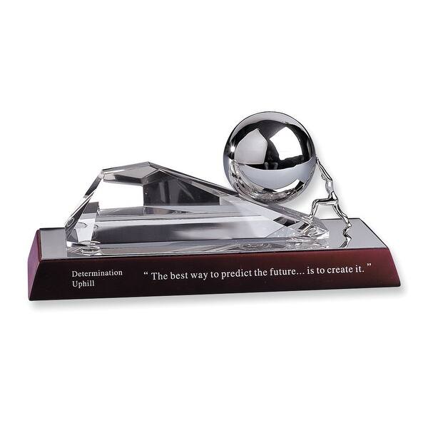 slide 1 of 1, Curata Determination Metal Figure Ball Crystal Hill Mahogany Finish Wood Base Inspirational Desk Sculpture/Award