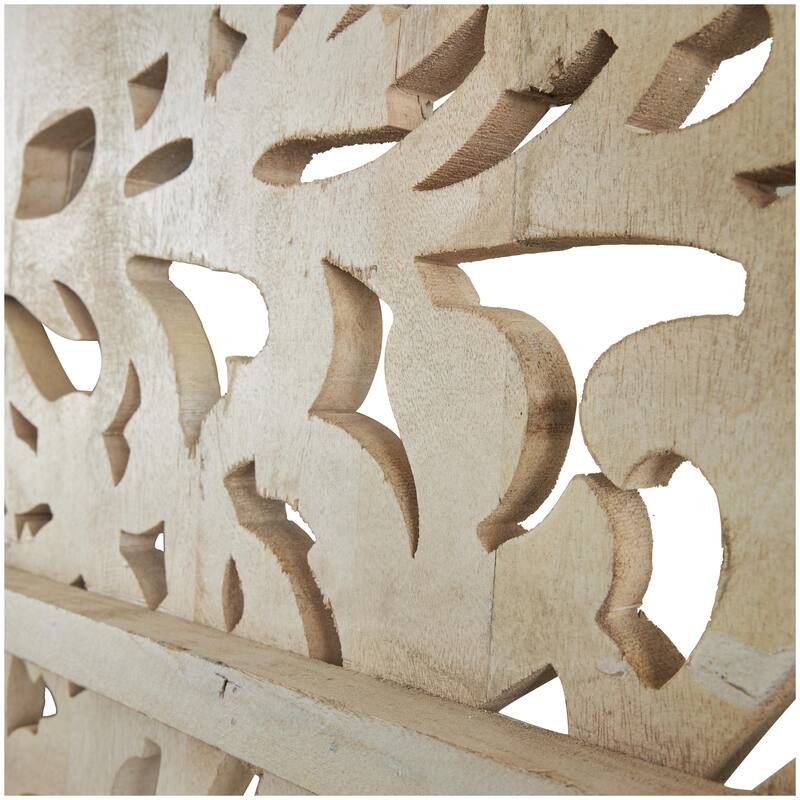 Mango Wood Tree Large Carved Home Wall Decor with Scrollwork - White or Brown - Roche River Decor