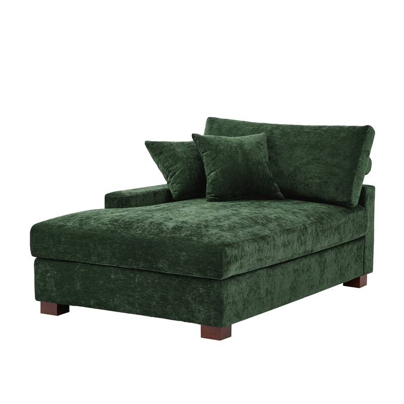 Plush Chenille Single Modular Sectional Sofa Chaise with Pillows