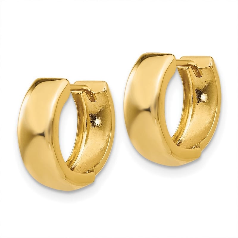 Curata 14k Yellow Gold 12x5mm Polished Hinged Huggies Hoop Earrings