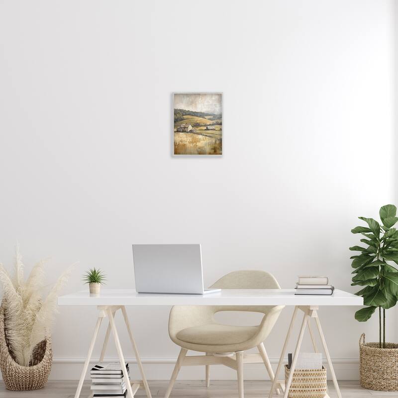 Stupell Rustic Farmland & Rolling Hills Framed Giclee Art Design By Petal Prints Design