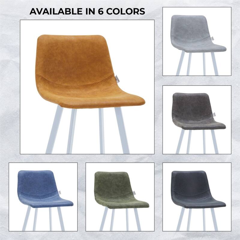 Leather 41" Counter Height Bar Stool with Stainless Steel Legs and Footrest